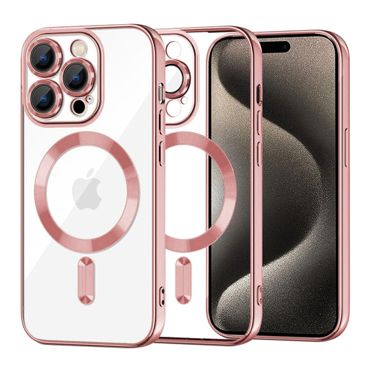 MagSafe-Hülle für Apple iPhone 15 Pro Max, Techsuit, Luxury Crystal, Rosa