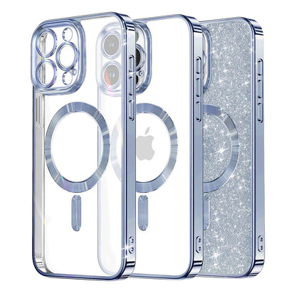 MagSafe-Hülle für Apple iPhone 15 Pro Max, Techsuit, Luxury Glitter, Blau