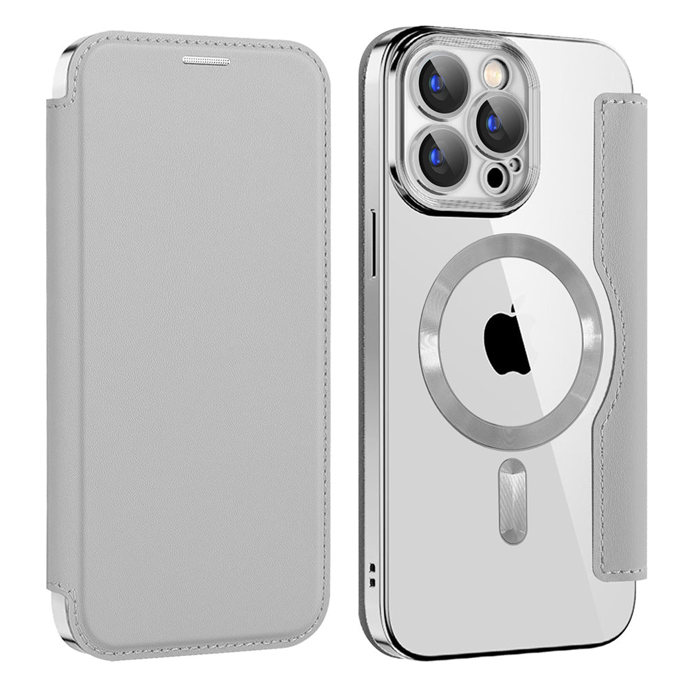 MagSafe-Hülle für Apple iPhone 15 Pro Max, Techsuit, SmartMag Book, Grau