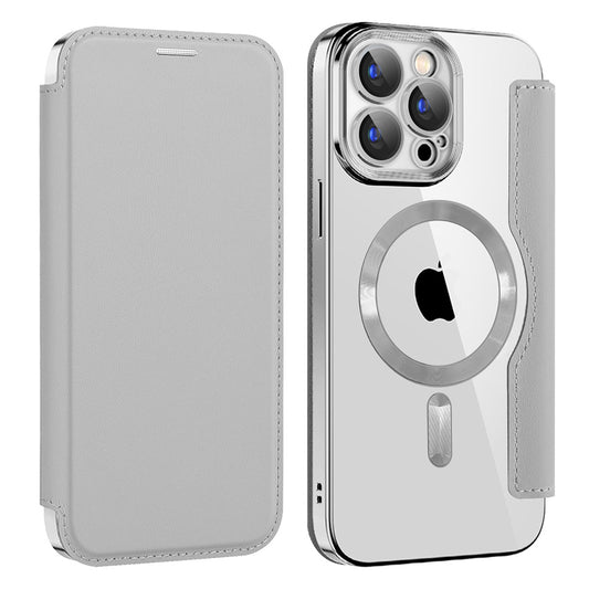MagSafe-Hülle für Apple iPhone 15 Pro Max, Techsuit, SmartMag Book, Grau