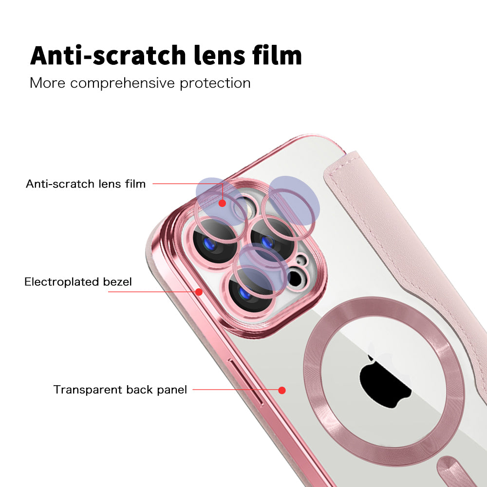 MagSafe Case for Apple iPhone 15 Pro Max, Techsuit, SmartMag Book, Pink