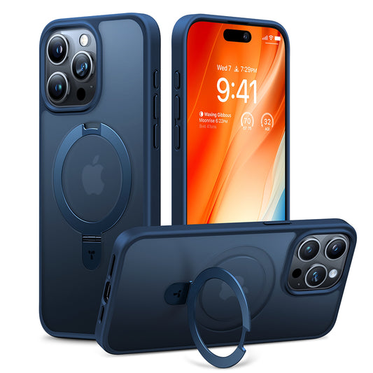 MagSafe Hülle für Apple iPhone 15 Pro Max, Torras, Ostand, Marineblau