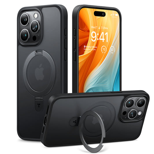 MagSafe Hülle für Apple iPhone 15 Pro Max, Torras, Ostand, Schwarz
