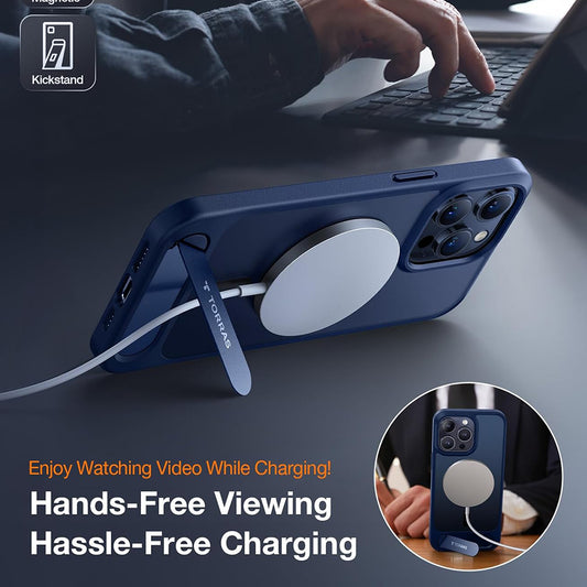 MagSafe Hülle für Apple iPhone 15 Pro Max, Torras, Pstand, Marineblau