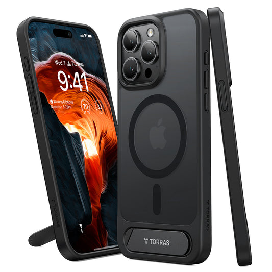 MagSafe Hülle für Apple iPhone 15 Pro Max, Torras, Pstand, Schwarz