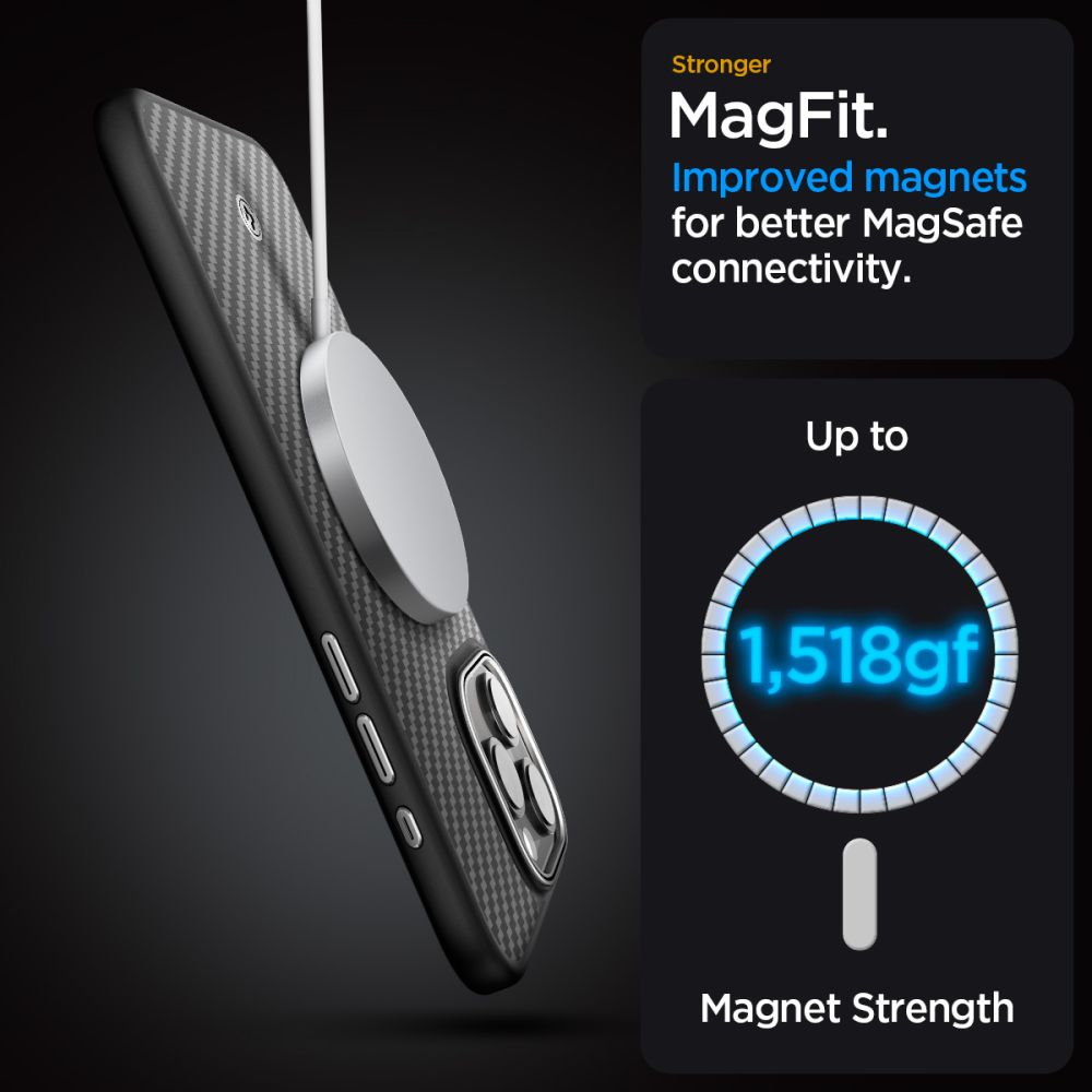 MagSafe Hülle für Apple iPhone 15 Pro, Spigen, Enzo Aramid, Mattschwarz