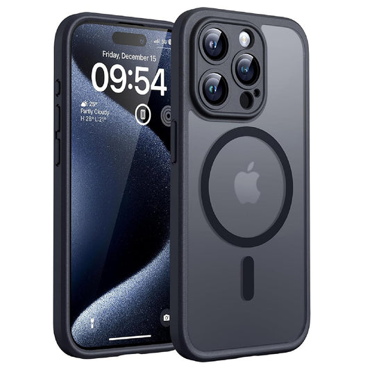 MagSafe-Hülle für Apple iPhone 15 Pro, Techsuit, PureFrost, Satin Schwarz