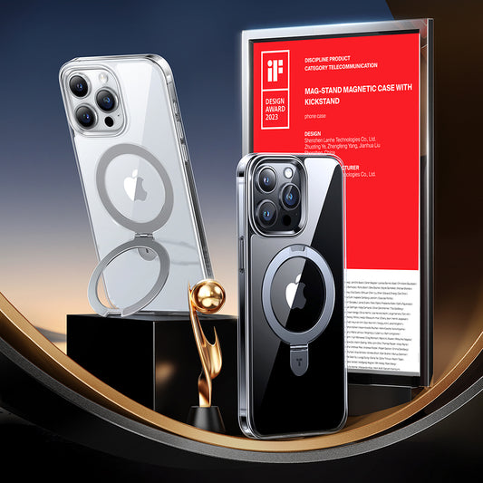 MagSafe Hülle für Apple iPhone 15 Pro, Torras, Ostand, Transparent