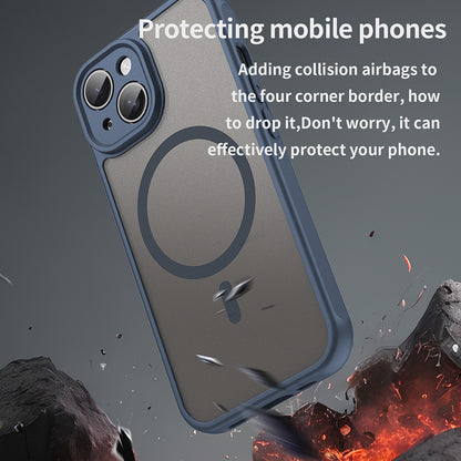 MagSafe-Hülle für Apple iPhone 15, Techsuit, HaloFrost II, Marineblau