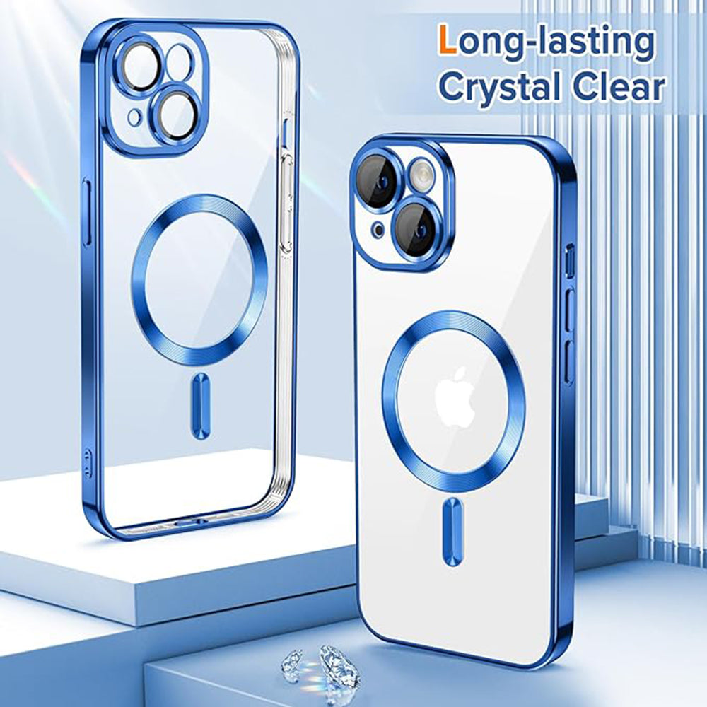 MagSafe-Hülle für Apple iPhone 15, Techsuit, Luxury Crystal, Dunkelblau