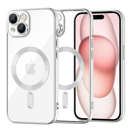 MagSafe-Hülle für Apple iPhone 15, Techsuit, Luxury Crystal, Silber