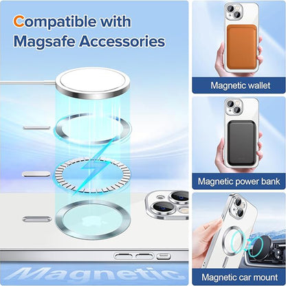 MagSafe-Hülle für Apple iPhone 15, Techsuit, Luxury Crystal, Silber
