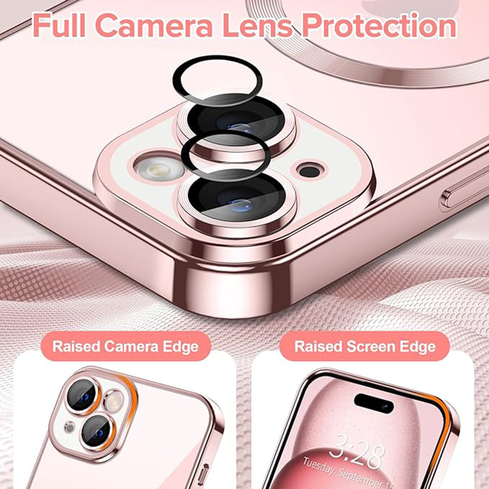 MagSafe-Hülle für Apple iPhone 15, Techsuit, Luxury Crystal, Rosa