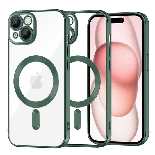 MagSafe Case for Apple iPhone 15, Techsuit, Luxury Crystal, Dark Green