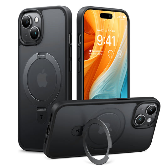 MagSafe Hülle für Apple iPhone 15, Torras, Ostand, Schwarz