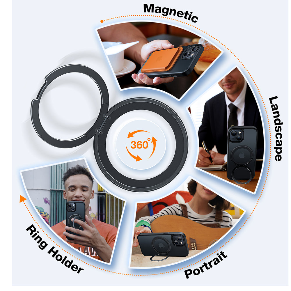 MagSafe Case for Apple iPhone 15, Torras, Ostand Pro, Black