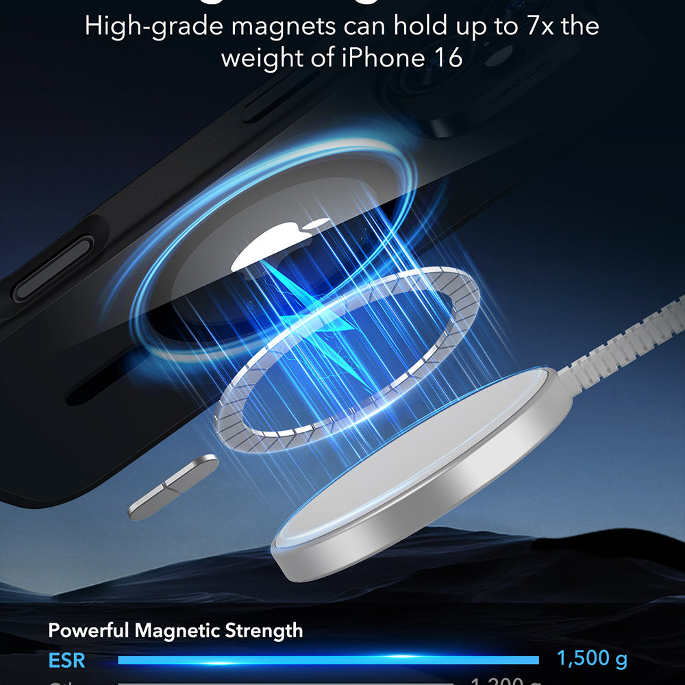 MagSafe Hülle für Apple iPhone 16, ESR, Classic Hybrid, Schwarz Transparent