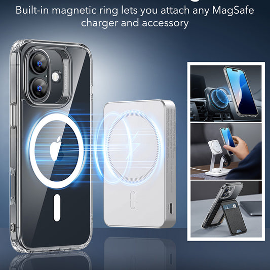 MagSafe Hülle für Apple iPhone 16, ESR, Classic Hybrid, Transparent