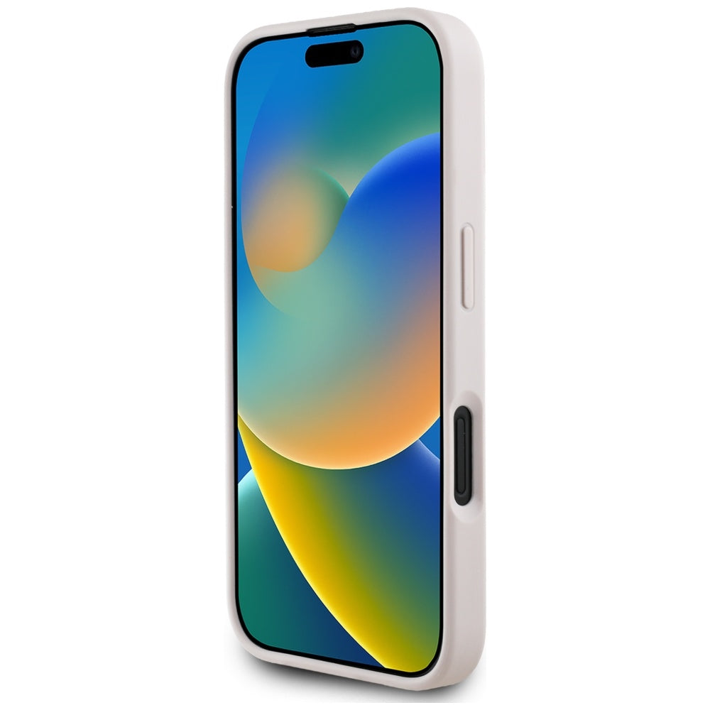 MagSafe Hülle für Apple iPhone 16, Guess, 4G Circle Classic Logo, Rosa