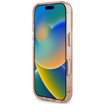 MagSafe Hülle für Apple iPhone 16, Guess, IML Glitter 4G Circle Triangle, Rosa