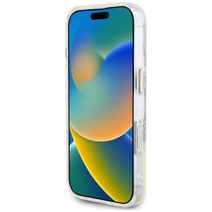 MagSafe Hülle für Apple iPhone 16, Guess, IML Metal Colored Circle, Weiß