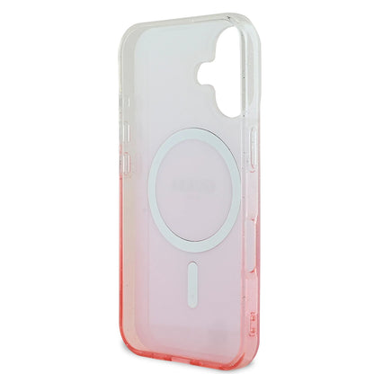 MagSafe Hülle für Apple iPhone 16 Plus, Guess, IML Glitter Gradient, Braun