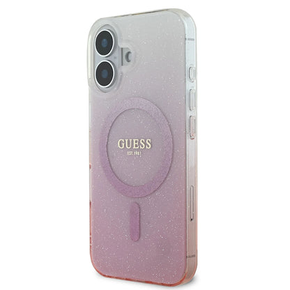 MagSafe Hülle für Apple iPhone 16 Plus, Guess, IML Glitter Gradient, Rosa