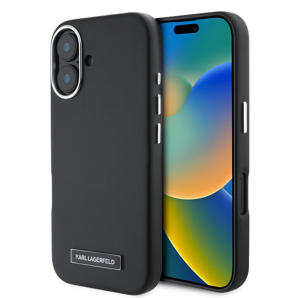MagSafe Hülle für Apple iPhone 16 Plus, Karl Lagerfeld, FW Metal Plate, Schwarz