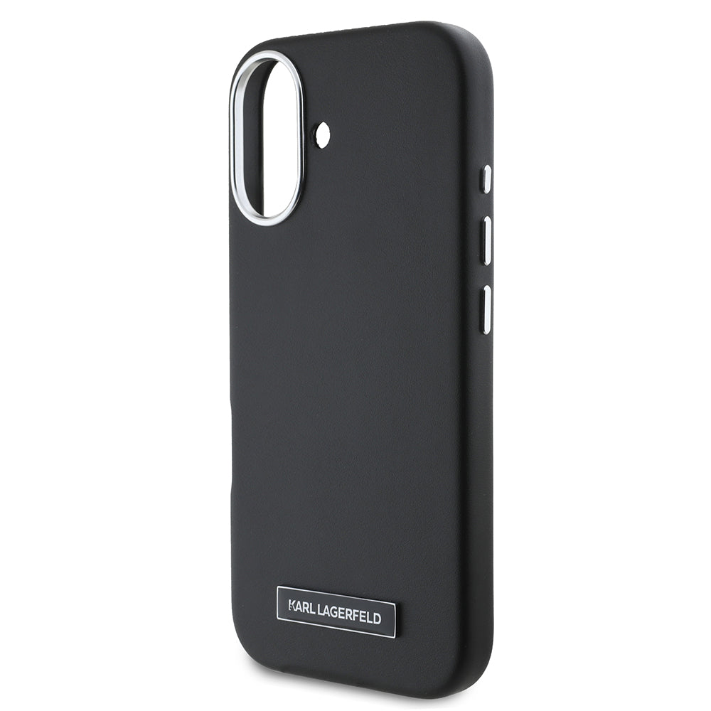 MagSafe Hülle für Apple iPhone 16 Plus, Karl Lagerfeld, FW Metal Plate, Schwarz