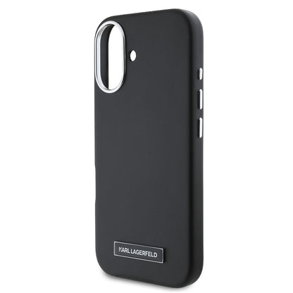 MagSafe Hülle für Apple iPhone 16 Plus, Karl Lagerfeld, FW Metal Plate, Schwarz