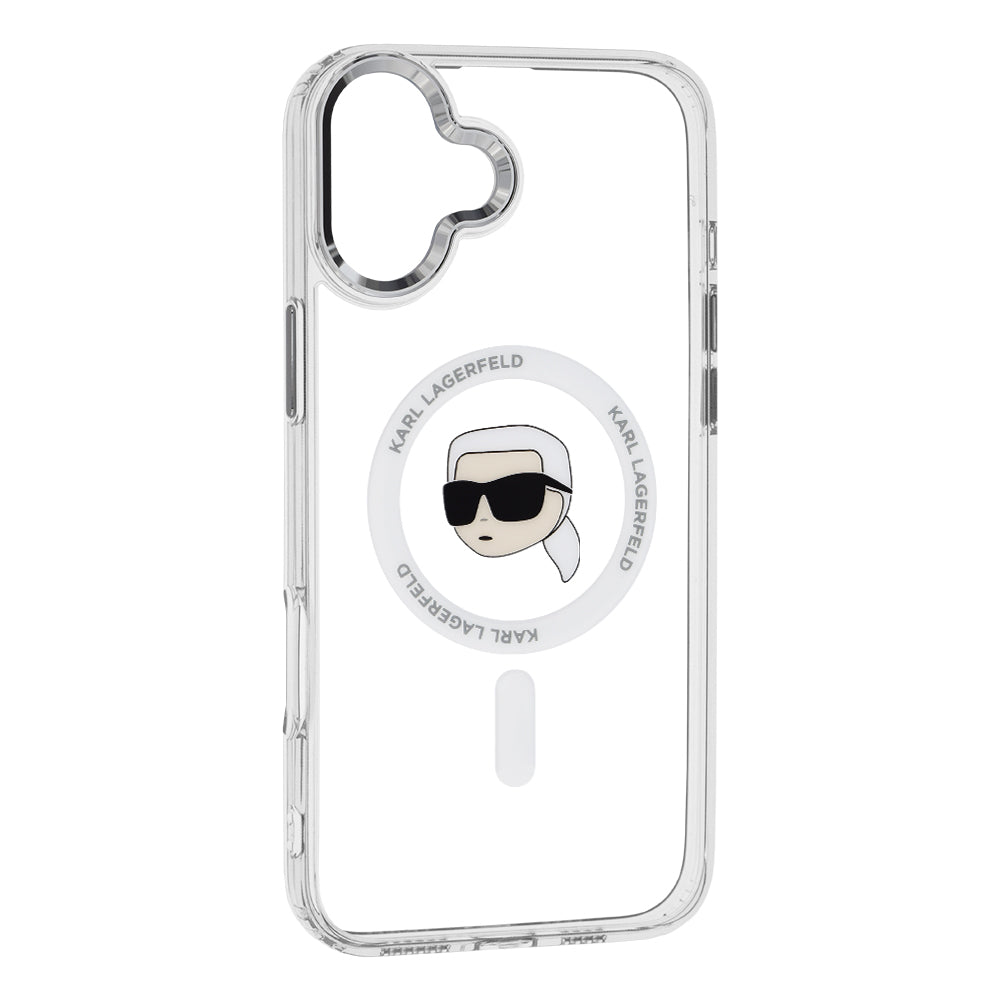 MagSafe Hülle für Apple iPhone 16 Plus, Karl Lagerfeld, IML Karl's Head, Weiß