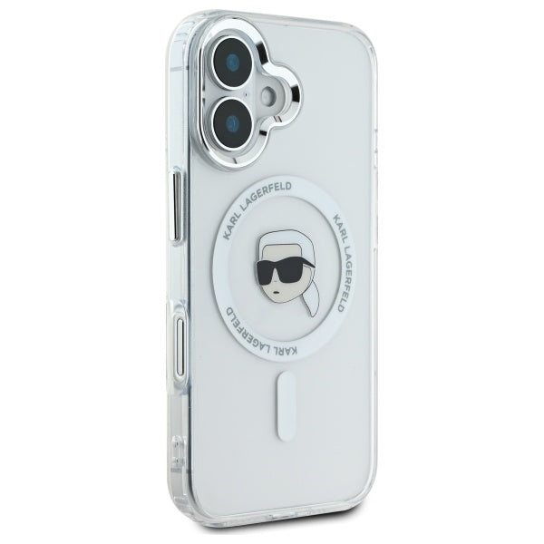 MagSafe Hülle für Apple iPhone 16 Plus, Karl Lagerfeld, IML Karl's Head, Weiß