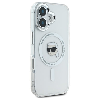 MagSafe Hülle für Apple iPhone 16 Plus, Karl Lagerfeld, IML Karl's Head, Weiß