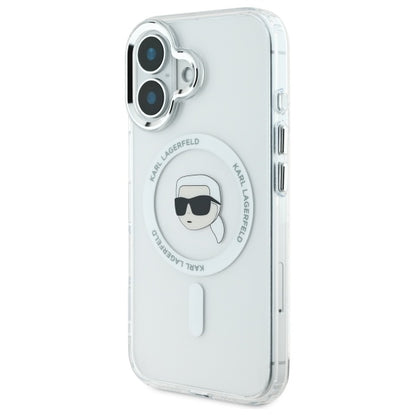MagSafe Hülle für Apple iPhone 16 Plus, Karl Lagerfeld, IML Karl's Head, Weiß
