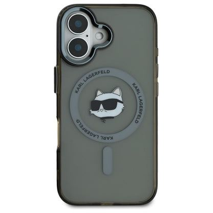 MagSafe Hülle für Apple iPhone 16 Plus, Karl Lagerfeld, IML Metal Choupette's Head, Schwarz