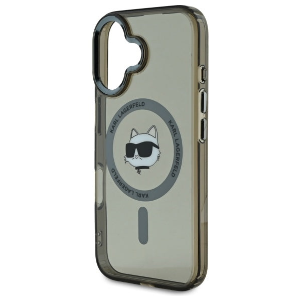 MagSafe Hülle für Apple iPhone 16 Plus, Karl Lagerfeld, IML Metal Choupette's Head, Schwarz