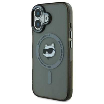 MagSafe Hülle für Apple iPhone 16 Plus, Karl Lagerfeld, IML Metal Choupette's Head, Schwarz