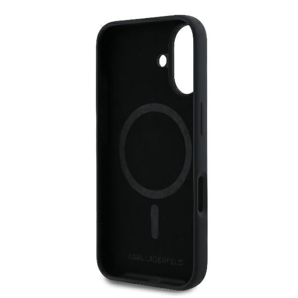 MagSafe Hülle für Apple iPhone 16 Plus, Karl Lagerfeld, Silicone Ring Karl & Choupette, Schwarz