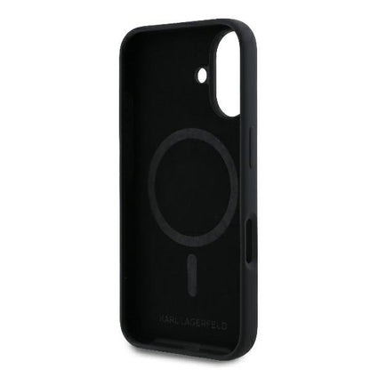MagSafe Hülle für Apple iPhone 16 Plus, Karl Lagerfeld, Silicone Ring Karl & Choupette, Schwarz