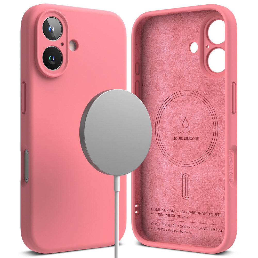 MagSafe-Hülle für Apple iPhone 16 Plus, Ringke, Silikon, Rosa