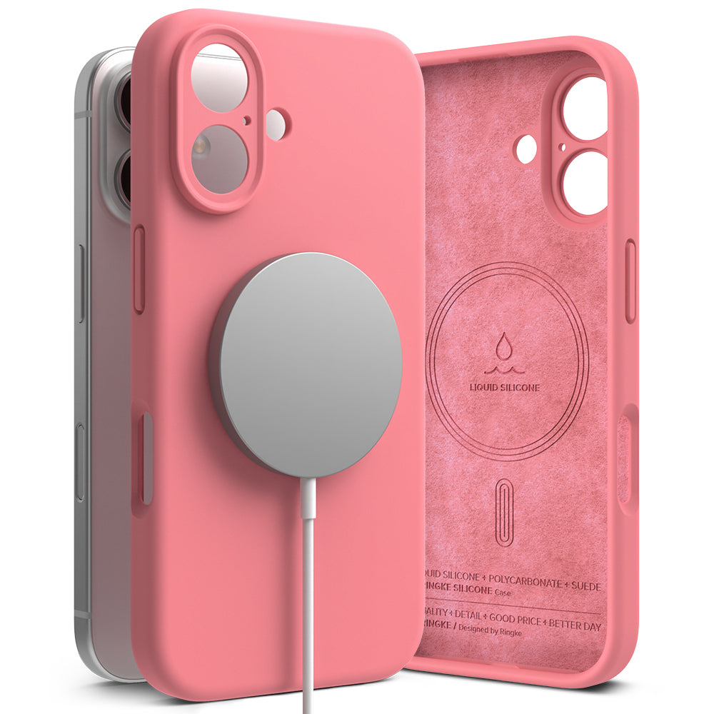 MagSafe-Hülle für Apple iPhone 16 Plus, Ringke, Silikon, Rosa