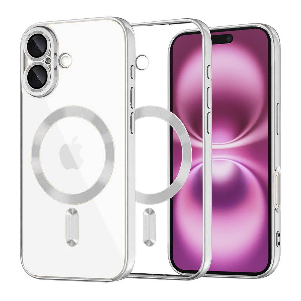 MagSafe-Hülle für Apple iPhone 16 Plus, Techsuit, Luxury Crystal, Silber