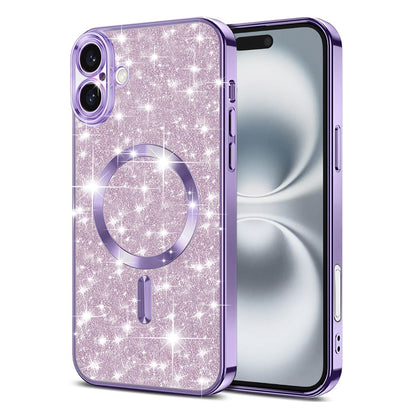 MagSafe-Hülle für Apple iPhone 16 Plus, Techsuit, Luxury Glitter, Hellviolett