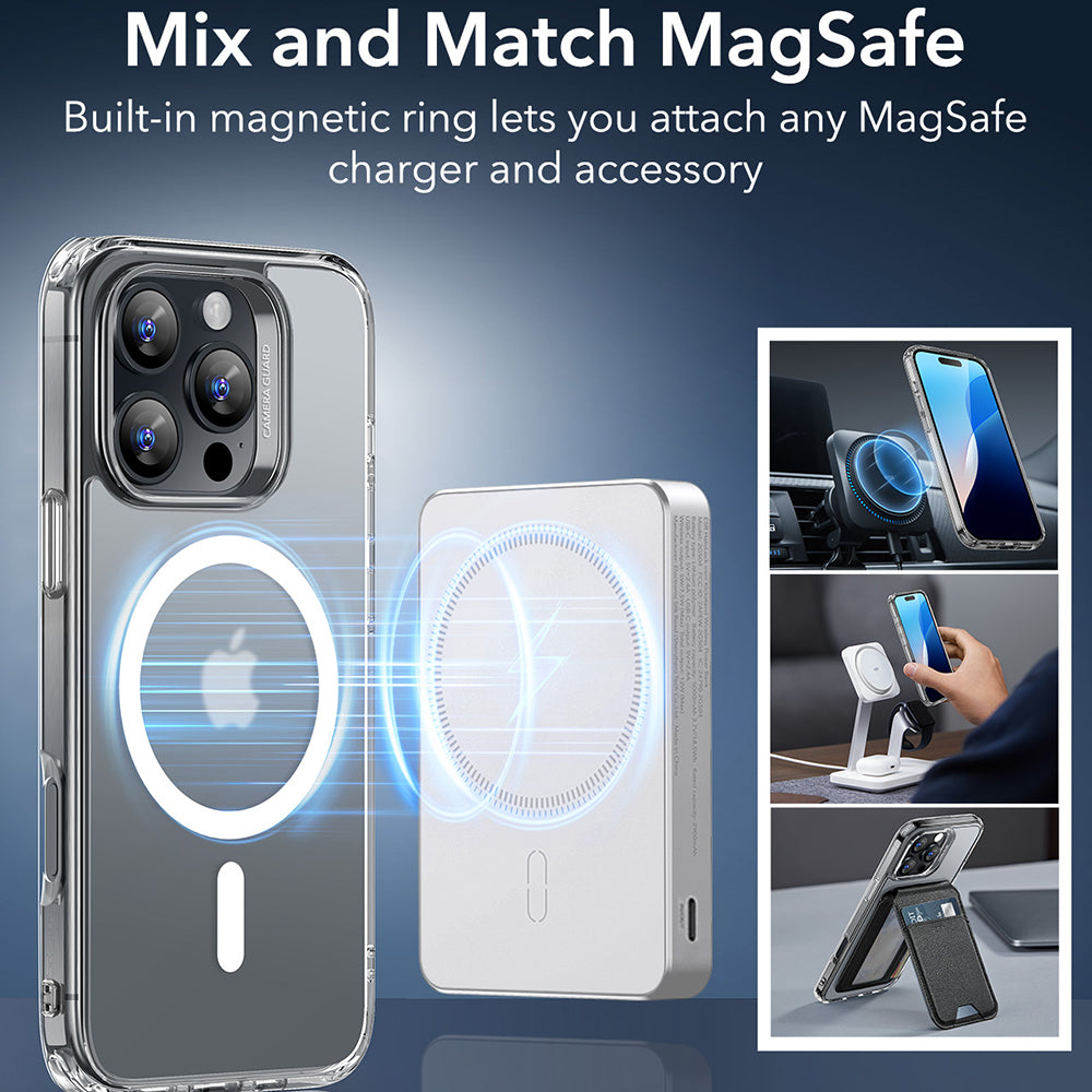 MagSafe Hülle für Apple iPhone 16 Pro, ESR, Classic Hybrid, Satiniert Transparent