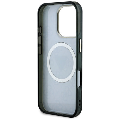 MagSafe Hülle für Apple iPhone 16 Pro, Guess, IML Glitter 4G Circle Triangle, Schwarz