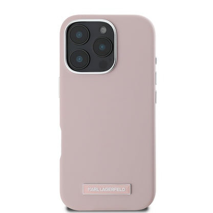 MagSafe Case for Apple iPhone 16 Pro, Karl Lagerfeld, FW Metal Plate, Pink