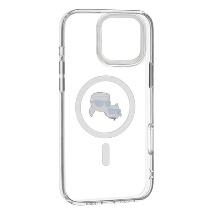 MagSafe Hülle für Apple iPhone 16 Pro, Karl Lagerfeld, IML Metal Karl & Choupette's Heads, Weiß.