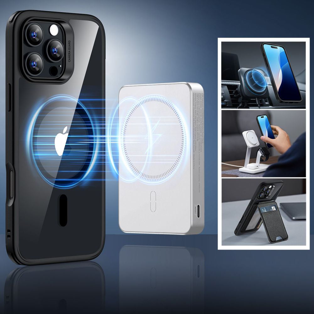 MagSafe Hülle für Apple iPhone 16 Pro Max, ESR, Classic Hybrid mit Displayschutz, Transparent Schwarz