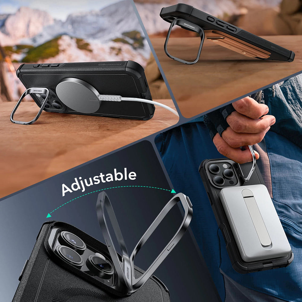 MagSafe-Hülle für Apple iPhone 16 Pro Max, ESR, Cyber Armor Kickstand, Schwarz