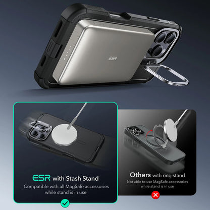 MagSafe Hülle für Apple iPhone 16 Pro Max, ESR, Cyber Armor Kickstand, Grün
